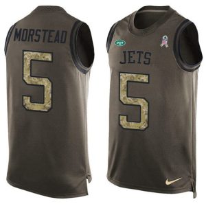 wholesale Jets #5 Thomas Morstead Green Men's Stitched NFL Limited Salute To Service Tank Top Jersey