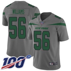 cheap Jets #56 Quincy Williams Gray Men's Stitched NFL Limited Inverted Legend 100th Season Jersey