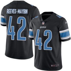 cheap Lions #42 Jalen Reeves-Maybin Black Men's Stitched NFL Limited Rush Jersey