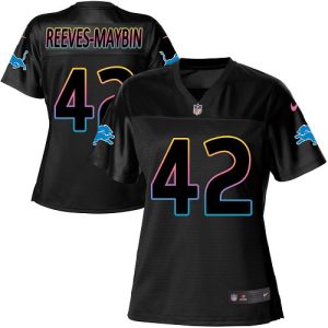 lions #42 jalen reeves-maybin black women's nfl fashion game cheap jersey