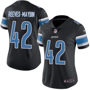 wholesale Lions #42 Jalen Reeves-Maybin Black Women's Stitched NFL Limited Rush Jersey