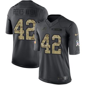 wholesale Lions #42 Jalen Reeves-Maybin Black Youth Stitched NFL Limited 2016 Salute to Service Jersey