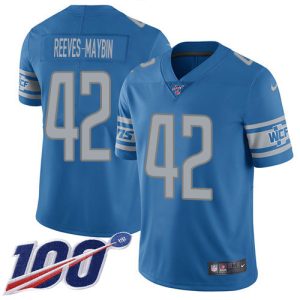 cheap Lions #42 Jalen Reeves-Maybin Blue Team Color Men's Stitched NFL 100th Season Vapor Untouchable Limited Jersey