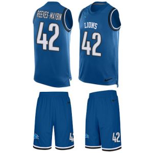 lions #42 jalen reeves-maybin blue team color men's stitched nfl limited tank top suit cheap jersey