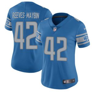 lions #42 jalen reeves-maybin blue team color women's stitched nfl vapor untouchable limited cheap jersey