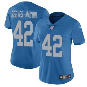 cheap Lions #42 Jalen Reeves-Maybin Blue Throwback Women's Stitched NFL Vapor Untouchable Limited Jersey