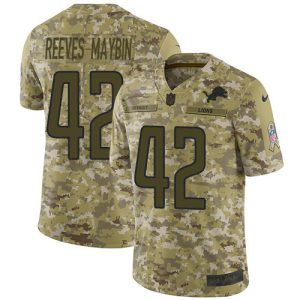 Lions #42 Jalen Reeves-Maybin Camo Men's Stitched NFL Limited 2018 Salute To Service Jersey