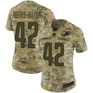 lions #42 jalen reeves-maybin camo women's stitched nfl limited 2018 salute to service wholesale jersey