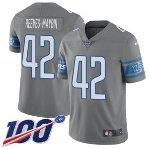 lions #42 jalen reeves-maybin gray men's stitched nfl limited rush 100th season wholesale jersey