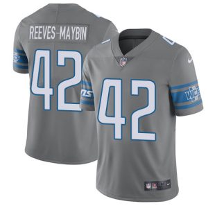 cheap Lions #42 Jalen Reeves-Maybin Gray Youth Stitched NFL Limited Rush Jersey