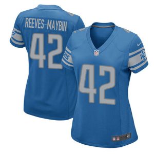 cheap Lions #42 Jalen Reeves-Maybin Light Blue Team Color Women's Stitched NFL Elite Jersey