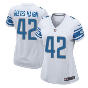 cheap Lions #42 Jalen Reeves-Maybin White Women's Stitched NFL Elite Jersey