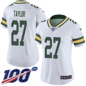 cheap Packers #27 Patrick Taylor White Women's Stitched NFL 100th Season Vapor Untouchable Limited Jersey