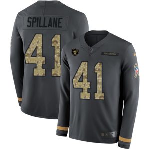 wholesale Raiders #41 Robert Spillane Anthracite Salute to Service Men's Stitched NFL Limited Therma Long Sleeve Jersey