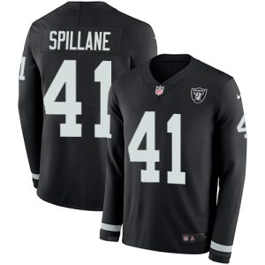 wholesale Raiders #41 Robert Spillane Black Team Color Men's Stitched NFL Limited Therma Long Sleeve Jersey