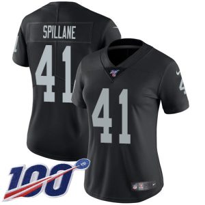 Raiders #41 Robert Spillane Black Team Color Women's Stitched NFL 100th Season Vapor Untouchable Limited Jersey