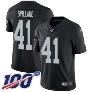 wholesale Raiders #41 Robert Spillane Black Team Color Youth Stitched NFL 100th Season Vapor Untouchable Limited Jersey