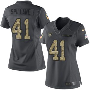 raiders #41 robert spillane black women's stitched nfl limited 2016 salute to service cheap jersey