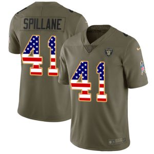 Raiders #41 Robert Spillane Olive/USA Flag Youth Stitched NFL Limited 2017 Salute To Service Jersey