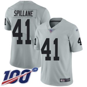 raiders #41 robert spillane silver men's stitched nfl limited inverted legend 100th season cheap jersey