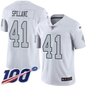 raiders #41 robert spillane white men's stitched nfl limited rush 100th season cheap jersey