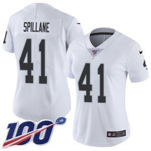 Raiders #41 Robert Spillane White Women's Stitched NFL 100th Season Vapor Untouchable Limited Jersey