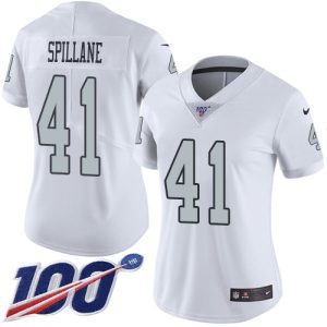 cheap Raiders #41 Robert Spillane White Women's Stitched NFL Limited Rush 100th Season Jersey