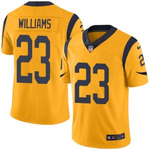 cheap Rams #23 Kyren Williams Gold Men's Stitched NFL Limited Rush 100th Season Jersey