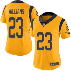 cheap Rams #23 Kyren Williams Gold Women's Stitched NFL Limited Rush Jersey