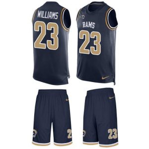 rams #23 kyren williams navy blue team color men's stitched nfl limited tank top suit cheap jersey