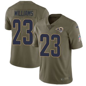 Rams #23 Kyren Williams Olive Men's Stitched NFL Limited 2017 Salute to Service Jersey