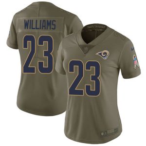 cheap Rams #23 Kyren Williams Olive Women's Stitched NFL Limited 2017 Salute to Service Jersey