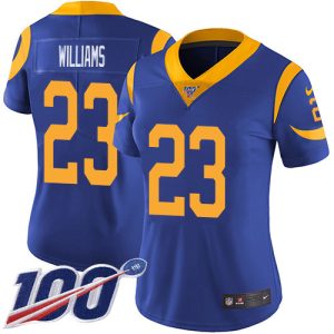 rams #23 kyren williams royal blue alternate women's stitched nfl 100th season vapor untouchable limited cheap jersey