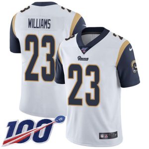 Rams #23 Kyren Williams White Men's Stitched NFL 100th Season Vapor Limited Jersey