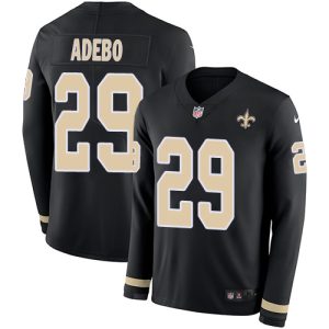 cheap Saints #29 Paulson Adebo Black Team Color Men's Stitched NFL Limited Therma Long Sleeve Jersey