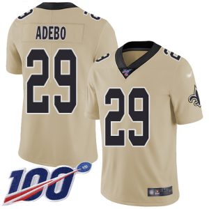 saints #29 paulson adebo gold men's stitched nfl limited inverted legend 100th season wholesale jersey