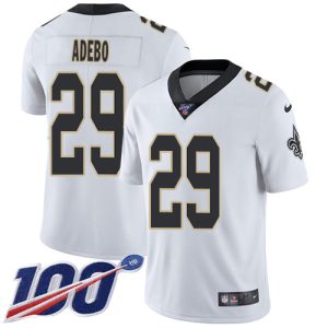 saints #29 paulson adebo white men's stitched nfl 100th season vapor limited cheap jersey