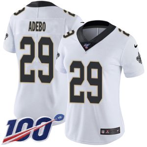 Saints #29 Paulson Adebo White Women's Stitched NFL 100th Season Vapor Limited Jersey