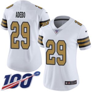 Saints #29 Paulson Adebo White Women's Stitched NFL Limited Rush 100th Season Jersey