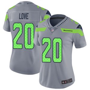 Seahawks #20 Julian Love Gray Women's Stitched NFL Limited Inverted Legend Jersey