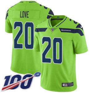 cheap Seahawks #20 Julian Love Green Men's Stitched NFL Limited Rush 100th Season Jersey