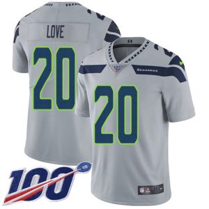 Seahawks #20 Julian Love Grey Alternate Men's Stitched NFL 100th Season Vapor Untouchable Limited Jersey