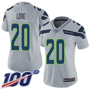 seahawks #20 julian love grey alternate women's stitched nfl 100th season vapor untouchable limited cheap jersey