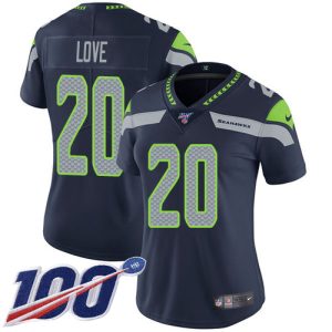 cheap Seahawks #20 Julian Love Steel Blue Team Color Women's Stitched NFL 100th Season Vapor Untouchable Limited Jersey