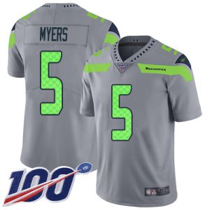 cheap Seahawks #5 Jason Myers Gray Men's Stitched NFL Limited Inverted Legend 100th Season Jersey