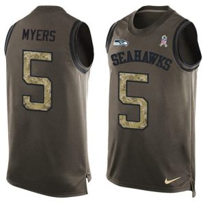 wholesale Seahawks #5 Jason Myers Green Men's Stitched NFL Limited Salute To Service Tank Top Jersey