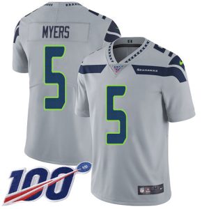 cheap Seahawks #5 Jason Myers Grey Alternate Men's Stitched NFL 100th Season Vapor Untouchable Limited Jersey