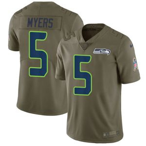 cheap Seahawks #5 Jason Myers Olive Men's Stitched NFL Limited 2017 Salute To Service Jersey