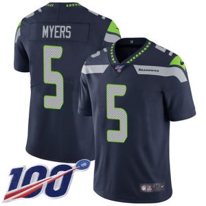 cheap Seahawks #5 Jason Myers Steel Blue Team Color Men's Stitched NFL 100th Season Vapor Untouchable Limited Jersey