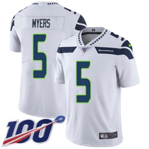 Seahawks #5 Jason Myers White Men's Stitched NFL 100th Season Vapor Untouchable Limited Jersey